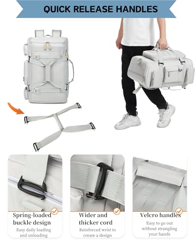 Snowboard Skateboard Duffle Bag Backpack for Men Women, 50L Waterproof Sports Gym Bag Carry On Backpack Weekender Overnight for Travel Hiking Camping Fitness Light Grey - color: Z01-light Grey