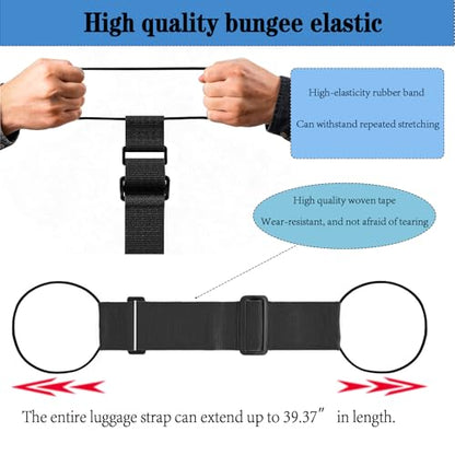 6PCS Multi Use Strong Adjustable Luggage Connector Straps, Add a Bag Easy to Travel Suitcase Elastic Strap Belt for Secure Stacking, Hands-Free Travel & Bag Attachment (Black) - color: 6black