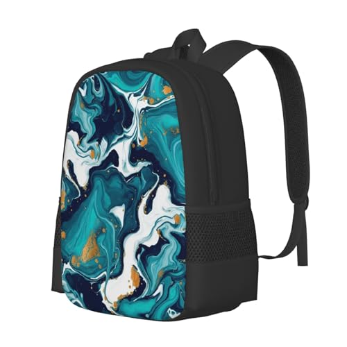 Ergonomic Padded Backpack Teal Turquoise Tie Dye, Anti Theft Spacious Travel Daypack Sturdy Polyester Bag for Commute Gym Outdoor Leisure Use - color: Design (575)