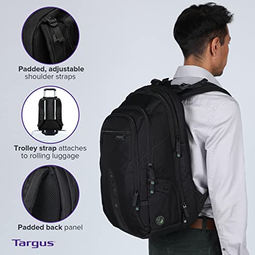 Targus Spruce EcoSmart Travel Laptop Backpack for 15.6 inch Laptops, TSA-Friendly Carry On Backpack Laptop Bag for Work and Travel, Black (TBB013US) - size: 15.6 inch