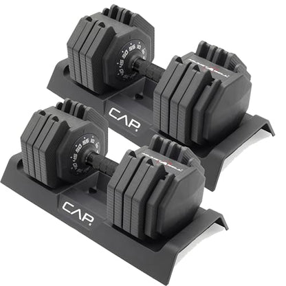 CAP ADJUSTABELL Adjustable Dumbbell Weights - Singles & Pairs | 12.5 lb, 25 lb & 55 lb | Multiple Handle Options - size: 55 lb - Black Handle, style: Pair