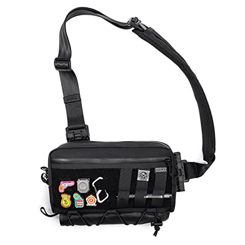 TACTICAL_GEEK Cache L3 EDC Sling Bag Chest, Lightweight Shoulder Daypack, 500D Nylon, Travel Hiking Concealed Carry, Crossbody Bag, Tactical Backpack, Hiking Ambidextrous Strap Black - color: Black