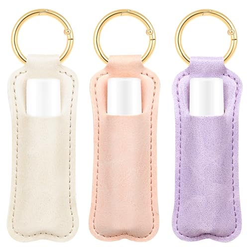 WK IEASON Lip Balm Holder for Chapstick Lipstick Sleeve Keychain,Small Christmas Gifts Stocking Stuffers for Teen Girls Women - color: 3 Pcs-set B