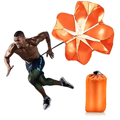 Running Parachute for Speed Training, 56 inch Resistance Parachute for Athletes, Sprinting & Football Training Equipment with Adjustable Waist Belt, Drag Chute to Improve Velocity & Explosive Power - color: Orange-Velcro belt