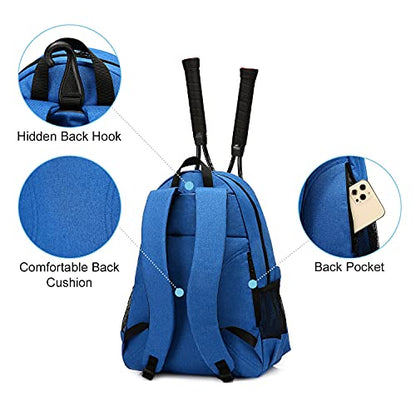 Sucipi Tennis Bag Professional Tennis Backpack for Men and Women Racket Bags Holds 2 Rackets with Ventilated Shoe Compartment - color: Dark Blue