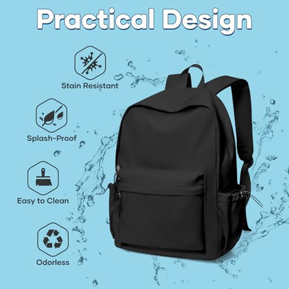 Black School Backpack For Girls Boys High Middle school college Backpack Bookbag Cute Aesthetic Backpacks Lightweight Bag Waterproof Work Gym Casual Daypack Backpacks For Men Women - color: A-black