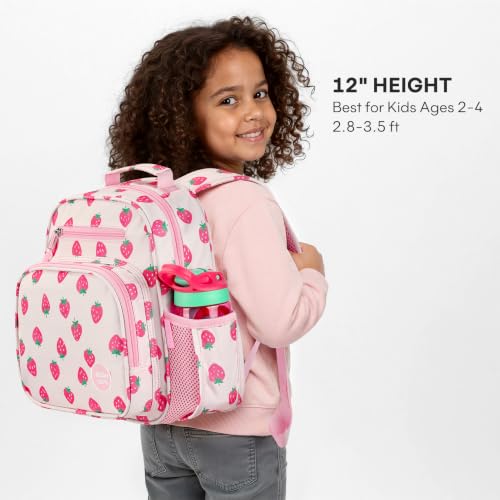 mibasies Toddler Backpacks for Girls 2-4: Little Kid Bookbag for Preschool Prek Daycare Strawberry Pink - color: Strawberry Pink, style: Toddler-12"h(not Fit Folder)