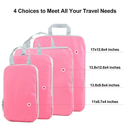 COVAX 4 Set Compression Packing Cubes, Travel Luggage Organizers and Storage Packing Cubes (Pink) - color: Pink