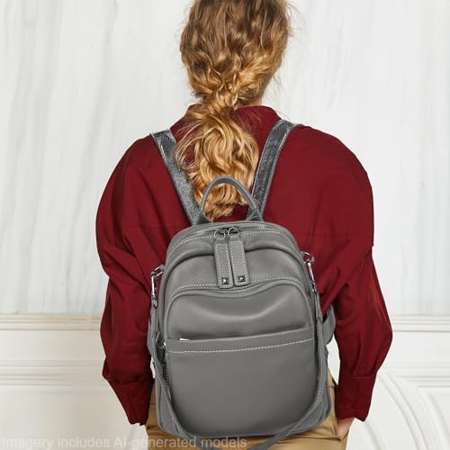 BOYATU Genuine Leather Backpack Purse for Women: Anti Theft Convertible Soft Backpacks - Elegant Womens Travel Backpack (04 Medium-Noble Grey) - color: 04 Medium-noble Grey