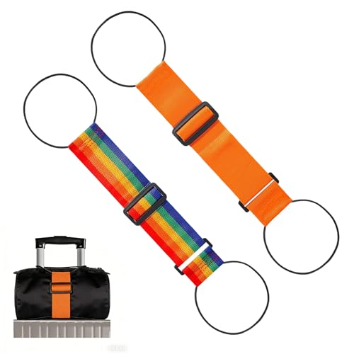Multi Use Strong Adjustable Luggage Connector Straps for Suitcases,2 Pack Flexible Luggage Accessories Elastic Fastening Bag Strap - color: orange
