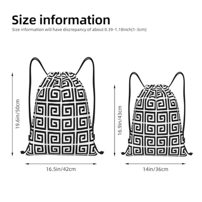 Greek Key Drawstring Backpack Outdoor Sport Sackpack Casual Daypackfor Women Men - size: Small