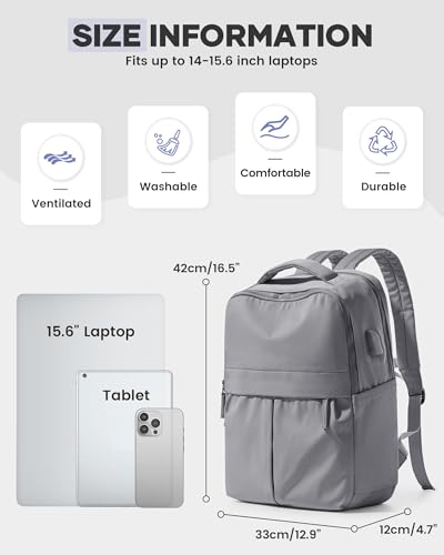 wepadre Laptop Backpack For Women Gym Backpack Work Backpack For Men Casual Daypack Backpacks College Backpacks Grey