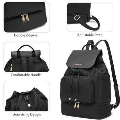 seyfocnia Gym Backpack for Women, Gym Bag with Shoe Compartment Lightweight Travel Workout Sports Backpack Womens Black