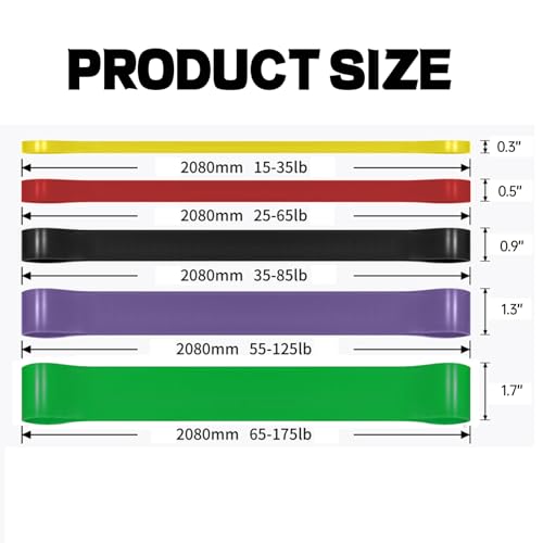 Pull up Bands Stretching Bands Assistance,Resistance Bands Exercise Bands Workout,Stretch Bands for Exercise(5PCS,5-125LB)