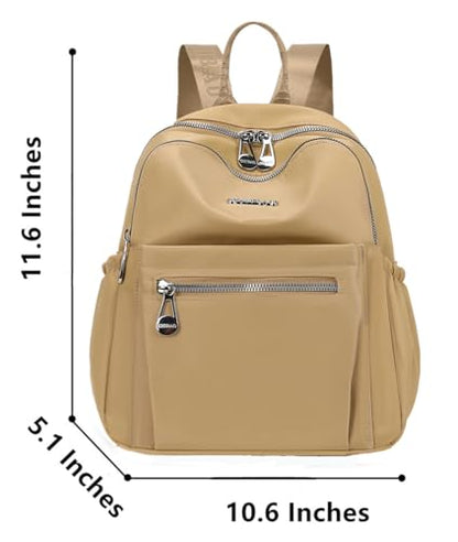 Mini Backpack Purse for Women Lightweight Nylon Casual Bag Small Daypacks for Work Travel (D Beige) - color: D Beige