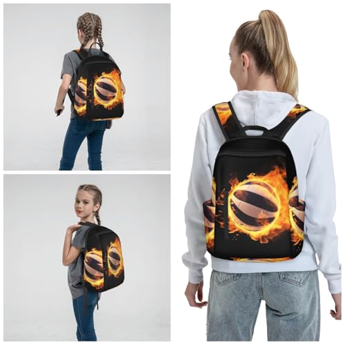 Burning volleyball pictures Travel Backpack for Men & Women 14 inch Laptop Backpack Waterproof Work Back Pack - color: Burning Volleyball Pictures