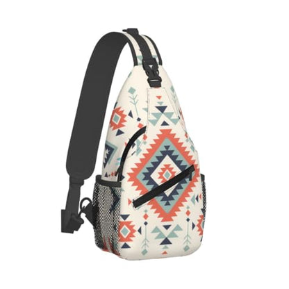 Sling Backpack Unisex Crossbody Chest Bag Shoulder Chest Bag For Women Men Hiking Travel - color: Aztec