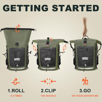 OSAH DRYPAK Waterproof Backpack Dry Bag 35L/55L/85L – Heavy Duty Roll-Top Hiking Backpack Sack Keeps Gear Dry for Travel, Kayaking, Boating, Camping, Rafting and Fishing - color: Green, size: 85L