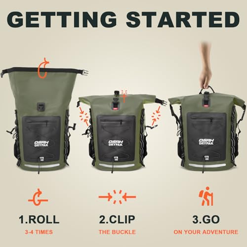 OSAH DRYPAK Waterproof Backpack Dry Bag 35L/55L/85L – Heavy Duty Roll-Top Hiking Backpack for Travel, Kayaking, Boating, Camping, Rafting and Fishing - color: Green, size: 55L