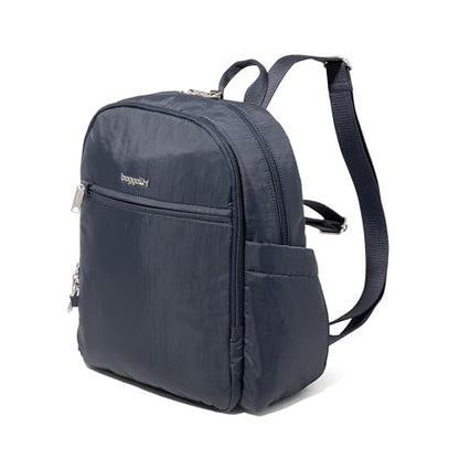 Securtex Anti-Theft Getaway Backpack - 9.4"x13"x5" Travel Safe Bag w/Locking Zippers, Slash-Resistant, RFID - color: French Navy