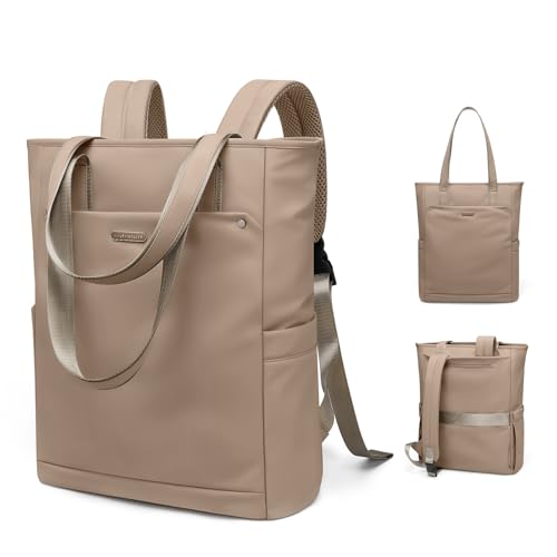 Convertible Laptop Backpack for Women Men Carry on Tote Backpack Teacher Bookbag for College Work Nurse Travel Leisure,16 Inch,Champagne Brown - color: Champagne Brown