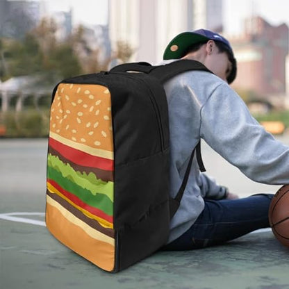 18.5in Basketball Backpack Basketball Bag with Shoe Compartment & Ball Holder, Waterproof Bag for Soccer Volleyball - color: Creative Burger Pattern Print