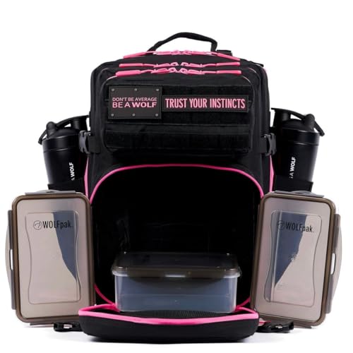 WOLFpak 35L Meal Prep Management Backpack (Black Neon Pink) | Easily Store & Organize Food Storage Containers w/Built-In Lunch Box, Cooler, Travel, Insulated Bag - color: Black Neon Pink