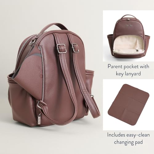 Itzy Ritzy Mini Diaper Bag Backpack – Chic, Compact Mini Plus Backpack with Changing Pad, 10 Pockets (6 Internal, 4 External), Grab-Top Handle & Rubber Feet (Espresso) - color: Espresso