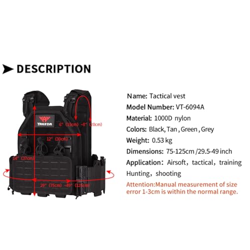 YAY YAKEDA Quick Release Tactical Laser-Cutting Vest Multicam Lightweight Vest - color: Black