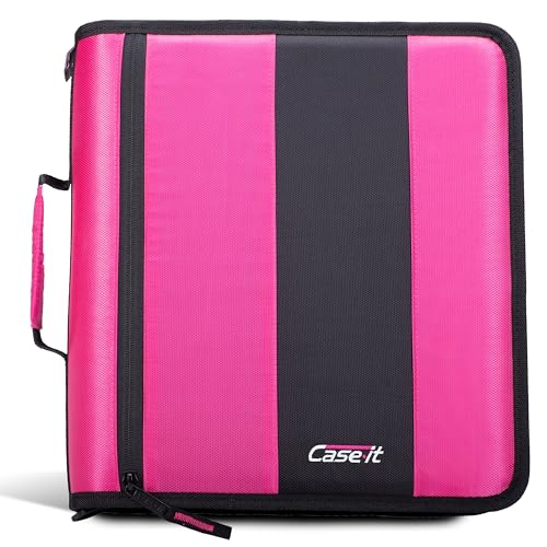 Case-it Classic Zipper Binder | 2-Inch O-Rings, 350 Sheet Capacity, Multiple Storage Pockets & Shoulder Strap | School & Office Organizer | D-251 Magenta - color: Magenta, size: 1 Pack