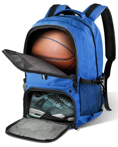 BROTOU Basketball Backpack, Large Basketball Bag with Shoes and Ball Compartment, Soccer Backpacks for Basketball/Volleyball - color: Light Blue