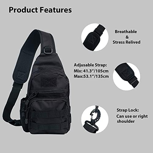 Armiya Men's Tactical Sling Bag, Small Shoulder Chest Molle Daypack Backpack for Cycling Hiking Camping Trekking