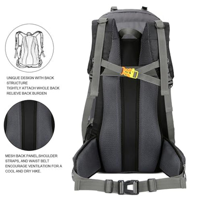 Bseash 60L Waterproof Hiking Camping Backpack with Rain Cover, Large Outdoor Sport Travel Daypack Rucksack for Climbing - color: Black