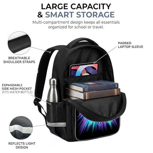 Airplane Fighter Jet Backpack for Kids Boys, 3D Reflective Aircraft School Bag for Preschool Primary Elementary, Lightweight Double Compartment Bookbag for Travel School, 17 Inch - color: Airplane