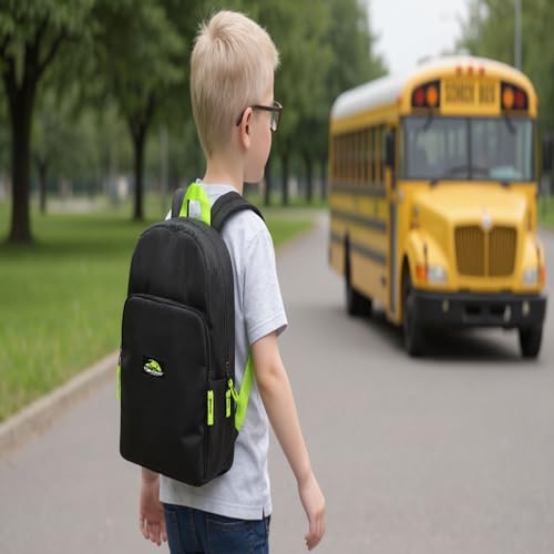 Trail maker 15 Inch Backpack for Kids, Preschool, Elementary & Middle School Students – Spacious Bookbag with Large Front Pocket, Adjustable Straps, Fits up to 13 Inch Laptop (Black Neon) - color: Black