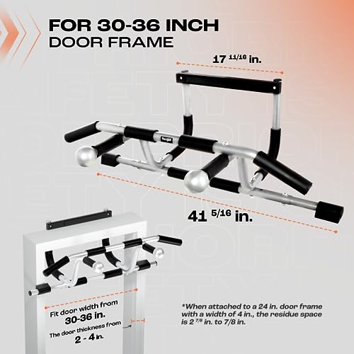 Yes4All Heavy Duty Wall Mounted Pull Up Bar, Over Door Pull Up Bar for Doorway, Multi Grip Chin Up Bar, Sturdy Strength Training Bars & Durable Gym Bar for Home Exercise - style: Elevated Doorway Pull Up Bar