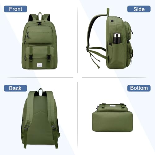 VASCHY Backpack for Men, Unisex Large Fashion Schoolbag Book bag Rucksack for High School/College/Work/Travel/Commuter Green - color: Dark Green