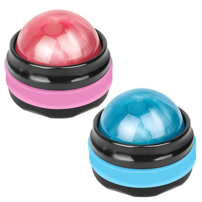 Coolrunner Massage Ball, Manual Roller Massager, 2-Pack Handheld Self Massage Therapy and Relax Full Body Tools for Sore Muscles, Shoulders, Neck, Arms, Legs, Back, Foot, Body (Blue+Pink) - color: Blue+pink