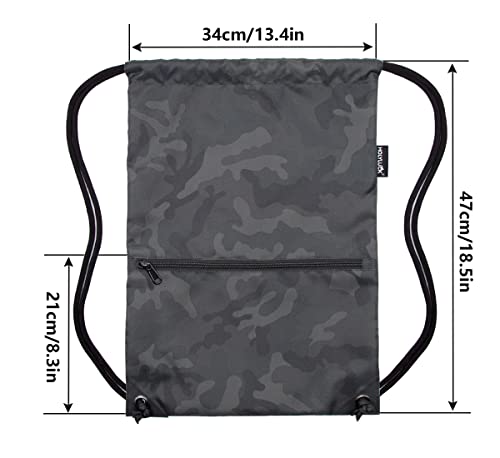 HOLYLUCK Drawstring Backpack Bag Sport Gym Sackpack - color: Black Camo
