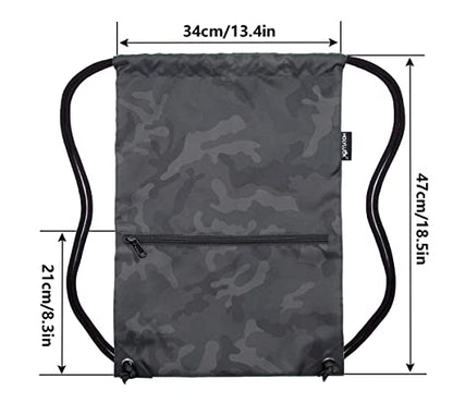 HOLYLUCK Drawstring Backpack Bag Sport Gym Sackpack - color: Black Camo