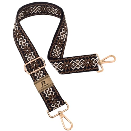 Replacement Purse Strap Shoulder Strap Adjustable Crossbody Strap for Women Crossbody Wide Shoulder Bag - color: Brown Diamond-gold Hardware