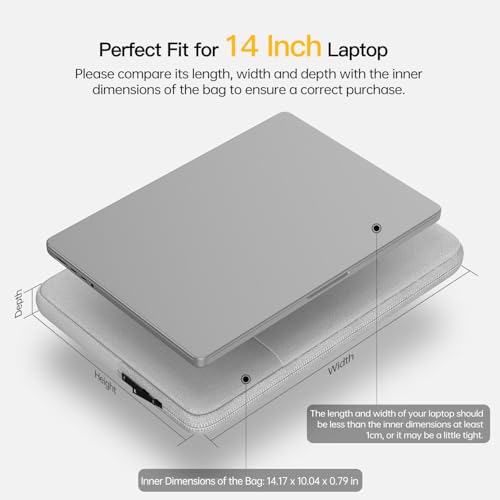 14 inch Laptop Sleeve Case for HP Lenovo Dell ASUS Acer Chromebook 14, HP Stream 14, Dell XPS 15, Inspiron 14, Lenovo ideapad 14, Asus Zenbook 14, Razer Blade 15 Water-Resistant Computer Bag -Grey - color: Grey, size: 14 inch