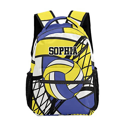 Volleyball Yellow Blue Backpack Personalized Waterproof Casual Daypack Gift for Holiday Birthday - color: Design 4