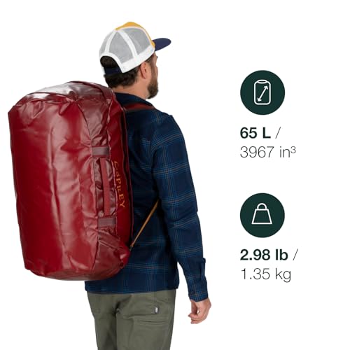 Osprey Transporter Lightweight Travel Duffel Bag - Extra Large Water Resistant Durable Gear Bag for Men and Women - color: Glow Dew-torrent Blue, style: 65l