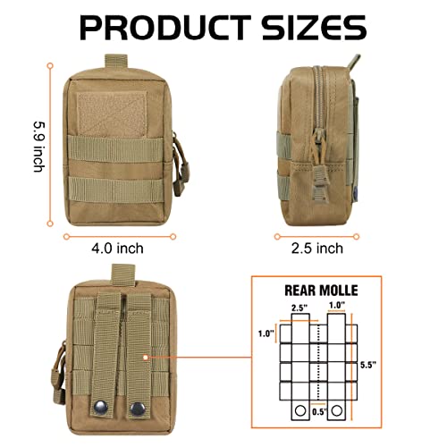 3 Pack Molle Pouch Combo Water Bottle Pouch Holder Tactical Molle Pouches Compact Utility Waist Bag Pack - color: Combo A:Khaki