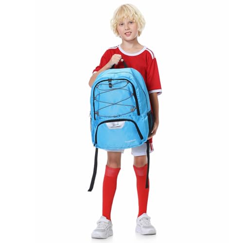 Hsmihair Youth Soccer Bag-Soccer Backpack&Backpack for Football Basketball,with Ball Compartment Separate Cleat Package - color: Blue