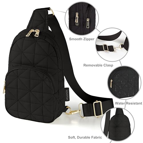 REVOTRA Crossbody Bags for Women Sling Bags Fanny Pack Chest Bag Travel Purse Anti Theft Mother's Day Birthday Gifts for Women Mom Sister Wife Black - color: Black Small Crossbody