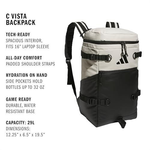 adidas Vista Top-Loading Backpack for Travel and Gym, 29L - color: Alumina Beige/Black