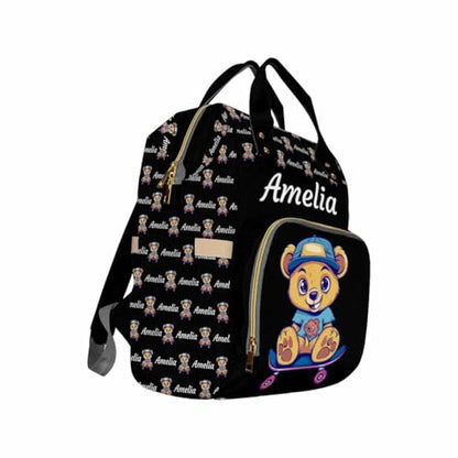 Custom Diaper Bag with Name, Personalized School Bag Cute Bear Pattern, Monogram Nappy Backpack with Thermal Pockets for Adults Kids, Large Capacity Waterproof Diaper Bag, Travel Gifts - color: Color-10