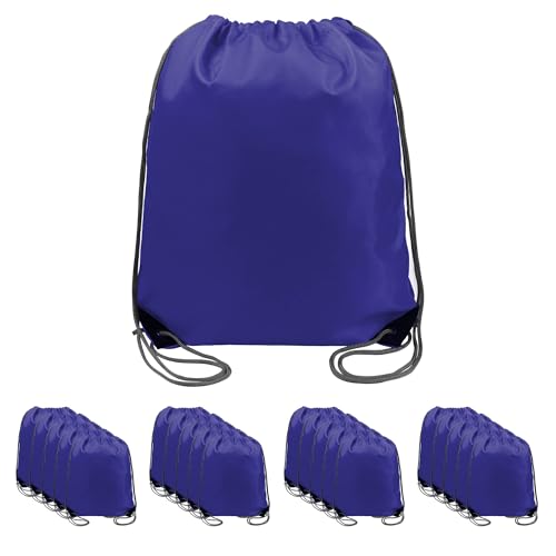 BeeGreen 20 pieces Wholesale Royal Blue Drawstring Backpack Bags Cinch Bags Bulk Heavy Duty String Backpack Machine Washable Lightweight Sackpack Sport Bags for Women Men - color: Royal Blue